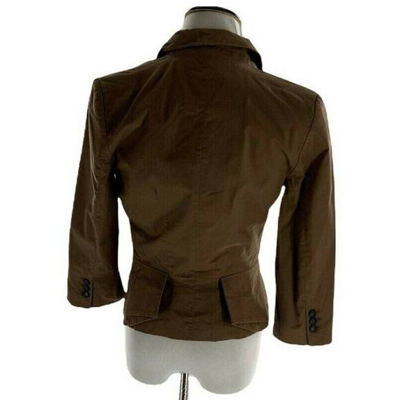 H&M Women's Notch Lapel Back One Button Khaki Fitted Lined Blazer Jacket Size 6 - Picture 3 of 8